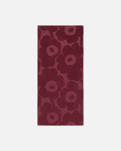 Unikko Solid Badhandduk Burgundy 70*150cm Färg 330 Från Marimekko