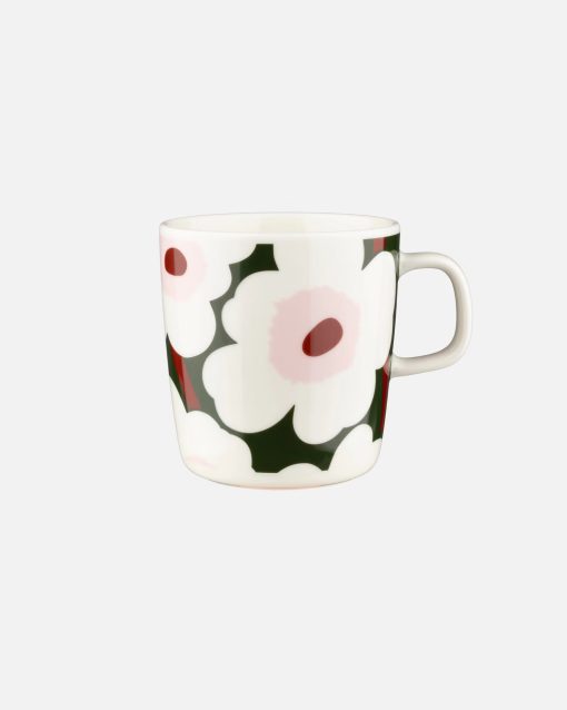 Oiva / Unikko Mugg 4dl Vit/Grön/Rosa Färg 163 Från Marimekko