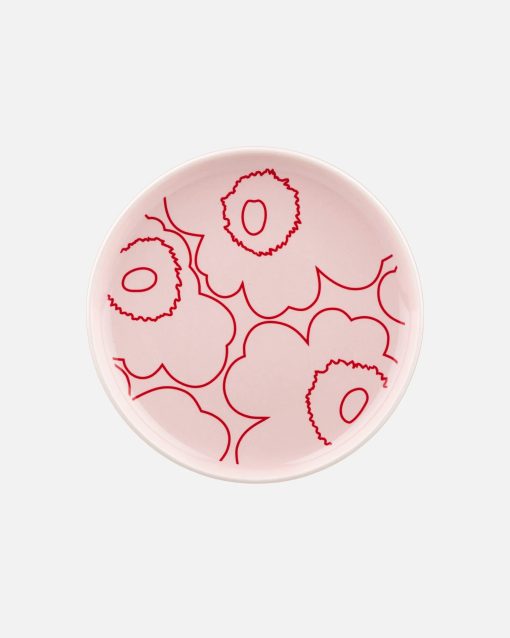 Oiva / Piirto Unikko Tallrik/Fat 13,5cm Rosa/Röd Färg 133 Från Marimekko