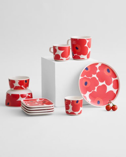 Oiva / Unikko Kaffekopp 2dl Vit/Röd/Blå Färg 001 Från Marimekko - Bild 3