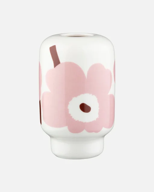 Unikko Vas Keramik H14cm Rosa/Vit/Vinröd Färg 138 Från Marimekko