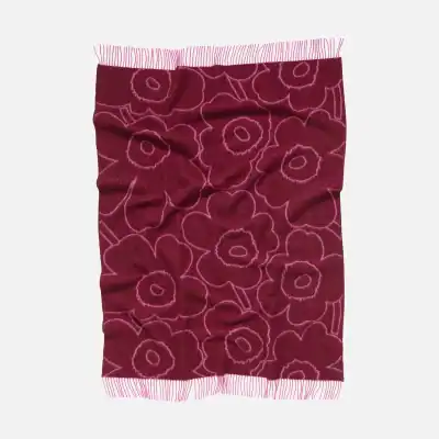 Piirto Unikko Pläd 130x170 cm Burgundy, Fuchsia, Färg 330 Från Marimekko