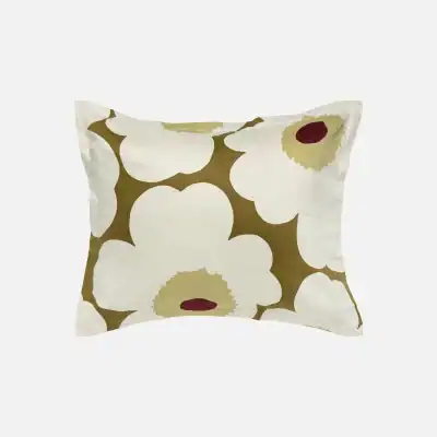Unikko Örngott Satin Green umber, Cream 50*60cm Färg 618 Från Marimekko
