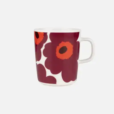 Oiva / Unikko Mugg 2,5dl, Vit, Burgundy, Röd Färg 133 Från Marimekko