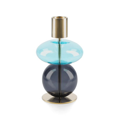 Bubble Ljusstake Ljusblå/Smoke H14cm HOLMEGAARD