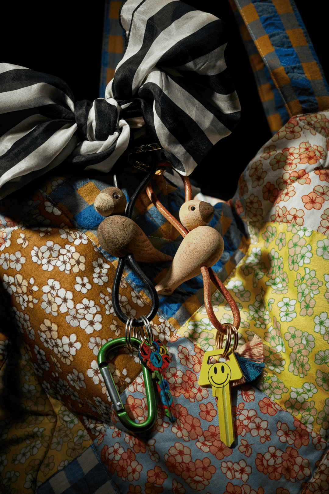 Fågel Nyckelring Silver tonad metall med svart läder rökt ek Kay Bojesen - Bild 8