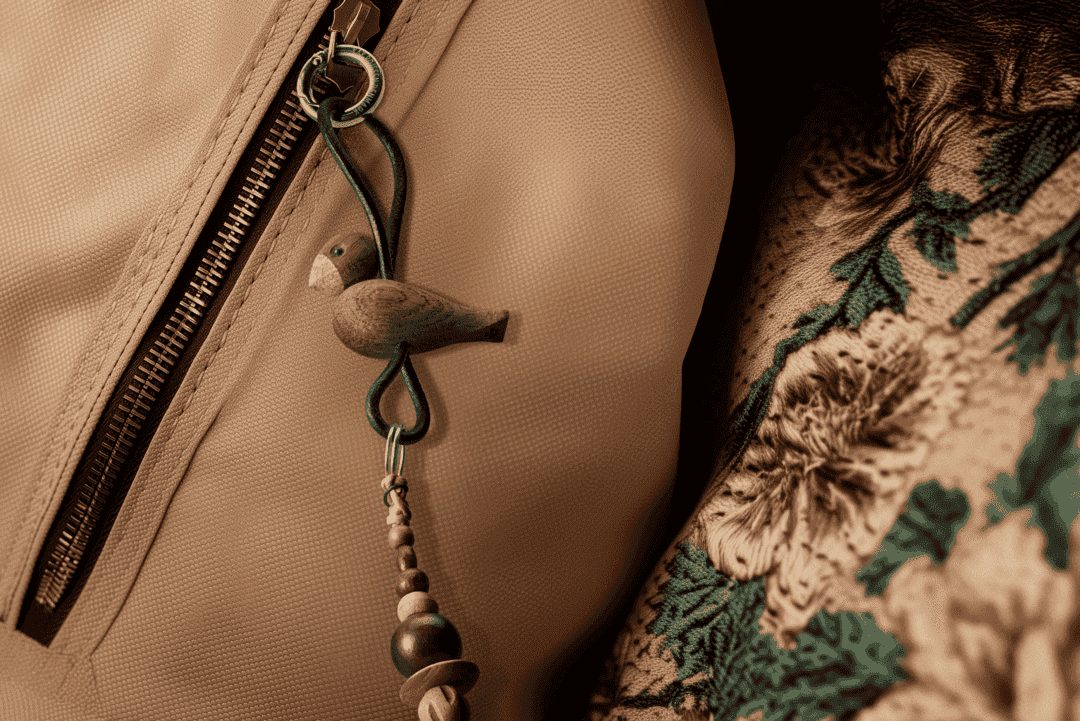 Fågel Nyckelring Silver tonad metall med svart läder rökt ek Kay Bojesen - Bild 5