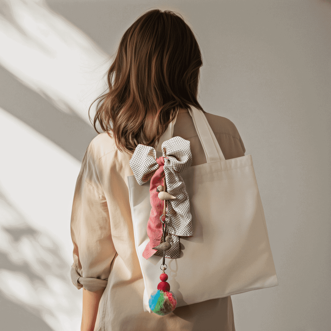 Fågel Nyckelring Silver tonad metall med svart läder rökt ek Kay Bojesen - Bild 2