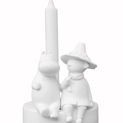 Mumin Ljusstake "Vänskap" Höjd 13cm Vit Polystone