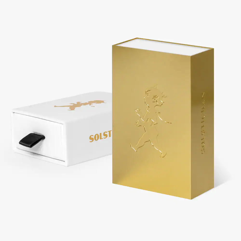 Solstickan Tändsticksfodral Guld Tändsticksask ingår.