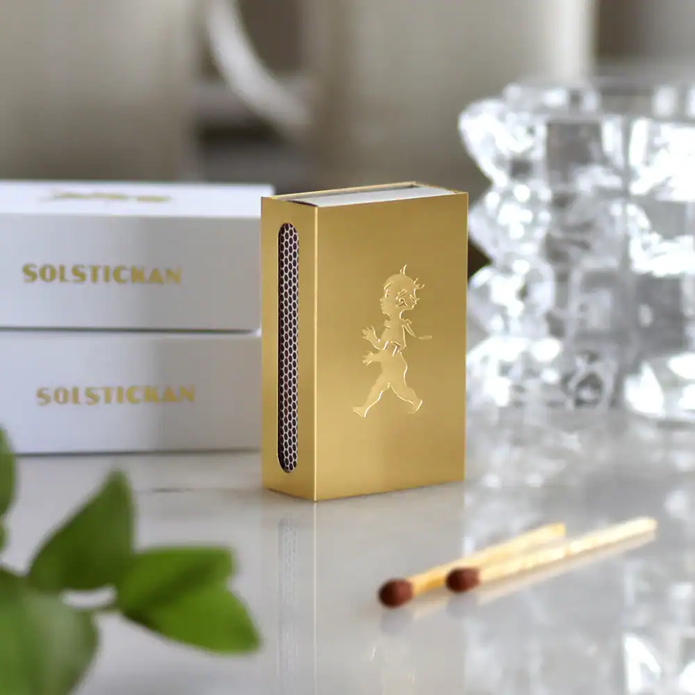 Solstickan Tändsticksfodral Guld Tändsticksask ingår. - Bild 6