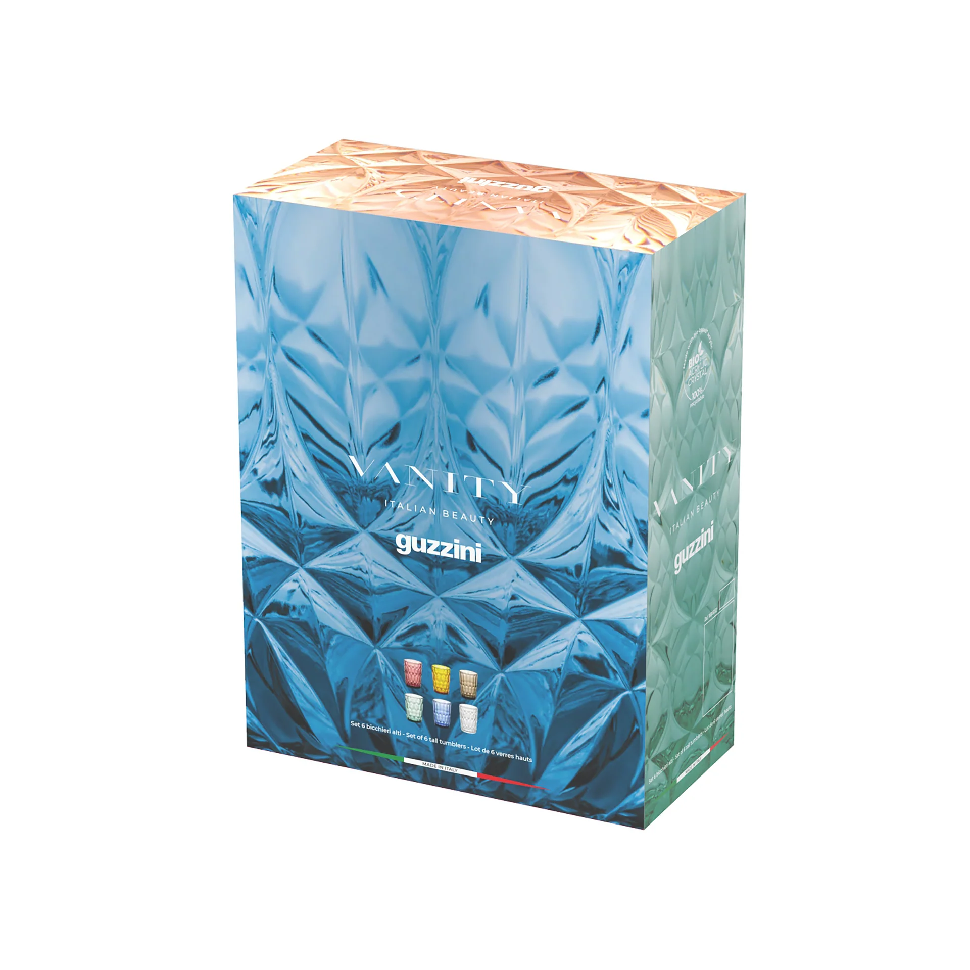 Glas Hög Vanity 6-Pack Mix färg 0,48Liter Från Guzzini Designer : Pio & Tito Toso - Bild 6