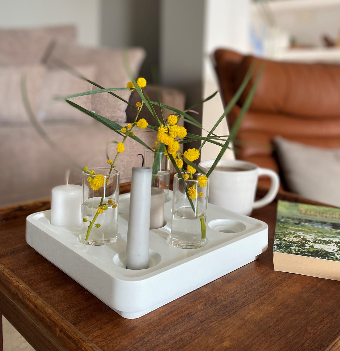 Stumpastake Small Pulverlackad Vit Aluminium för 9 ljus Från Born in Sweden - Bild 5