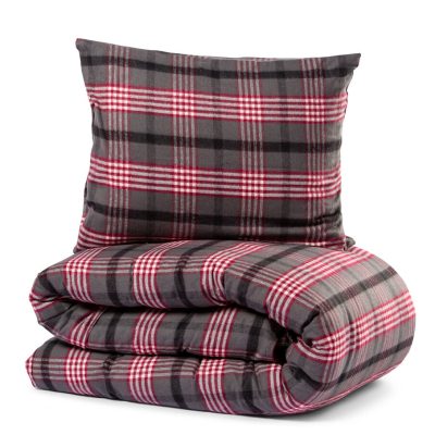 Skaveröd Bäddset Garnfärgad Flanell VinRöd 150*210cm Från Lord Nelson